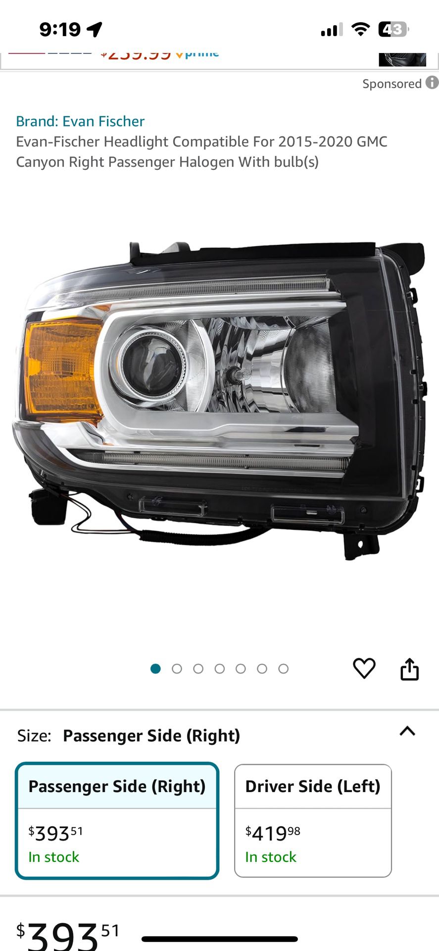Right And Left Headlight Assembly 2015 Gmc Canyon
