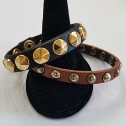 Leather Studded Bracelets. 