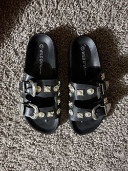 black Sandals With Silver