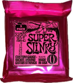 Ernie Ball PACK OF 3 #3223 Super Slinky Nickel Electric Guitar Strings, 009-042