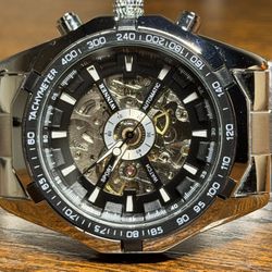 Winner R3320 Men's Automatic Mechanical Watch Silver Stainless Steel Waterproof