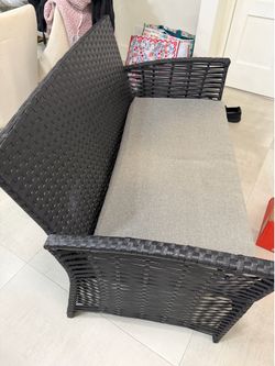 Patio bench wicker with cushion