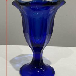 Vintage Cobalt Blue Tulip Shaped Anchor Hocking Parfait Glass or Vase