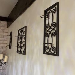 Metal Scroll Wall Decore Candle Holder