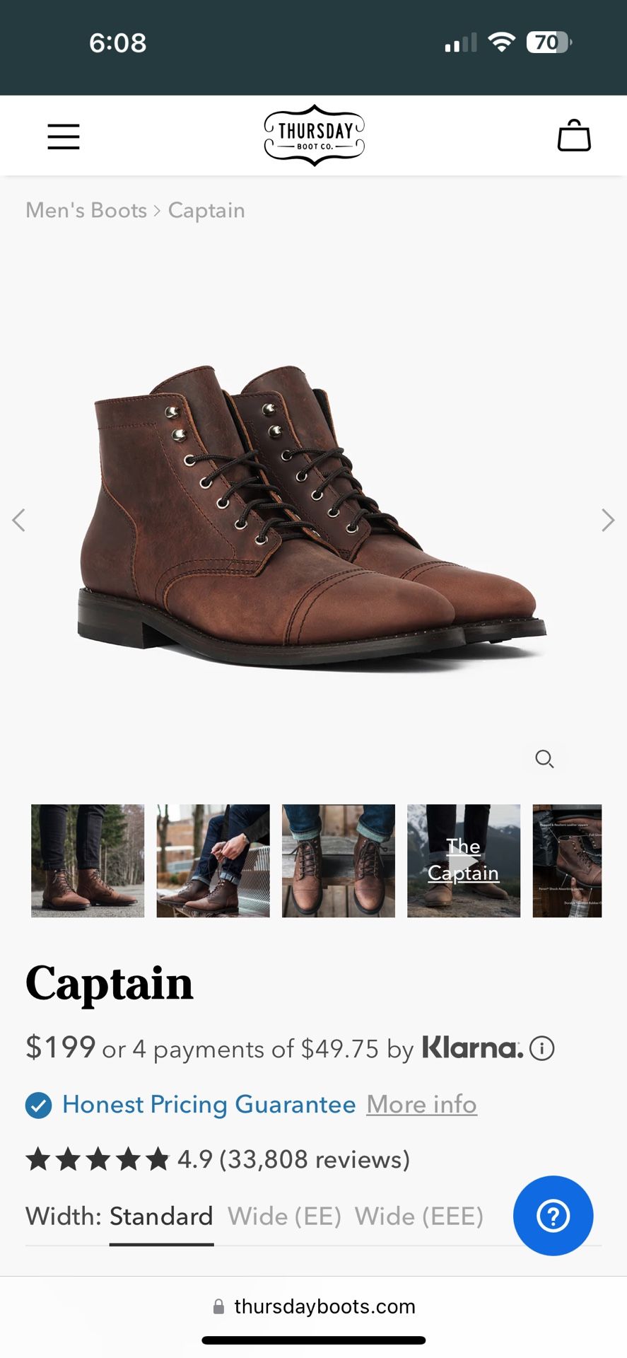 Thursday Boots Leather Size 16