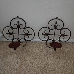 Metal Wall Candle Holder (Set Of 2) 12 In.Ea
