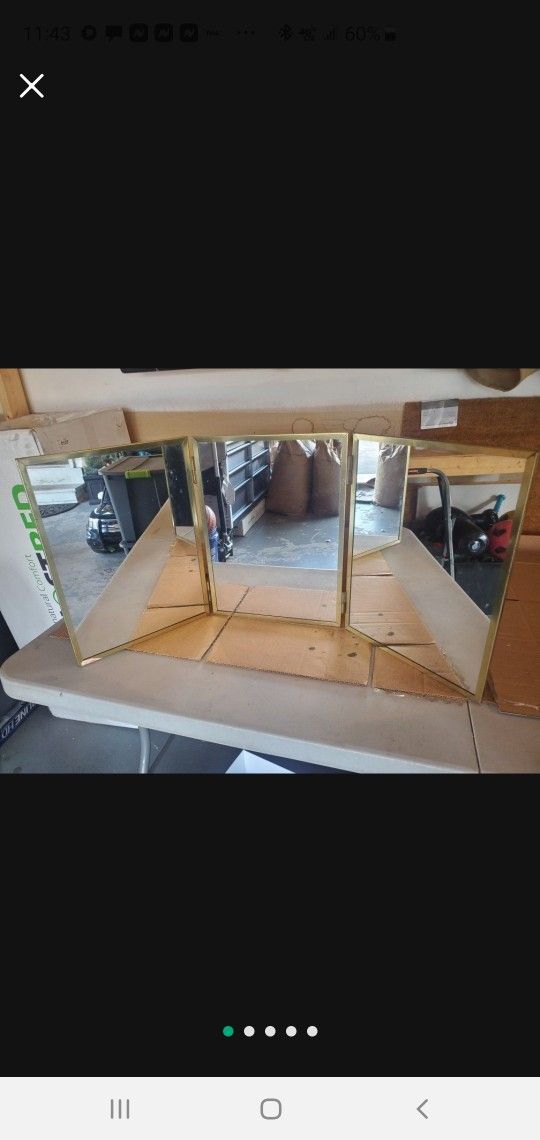 Antique Triple Foldable Mirror Tri-fold Vanity