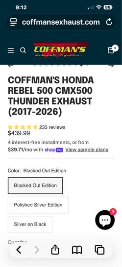 Coffman’s Exhaust Rebel 500