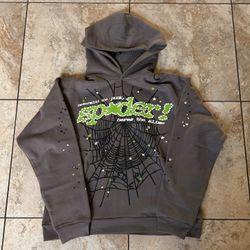 Sp5der grey hoodie with green graphics #sp5der