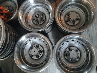 Rally wheels with a 5x5 lug pattern
Chevy Chevrolet Rally obs gmc