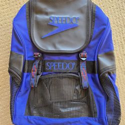 New Vintage Speedo Large Blue Backpack, Sports Bag, 1990's 