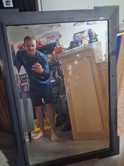 Large Wall Mirror with Dark Frame