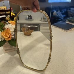 Vintage Regency Style Matson Ornate Vanity Mirror Tray, T420 Gold With Roses