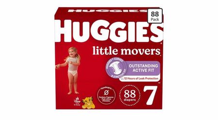 Huggies Size 7 Diapers, Little Movers Baby Diapers, Size 7 (41+ lbs), 88 Count