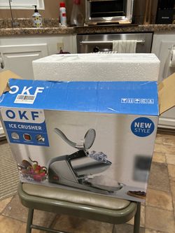 OKF Electric Ice Crusher & Snow Cone Maker – Rotating Blade Assembly with 3 Cutting Knives – Brand New