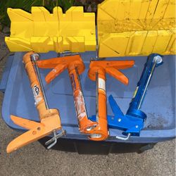 Four Caulk Guns And Two Mitre Box