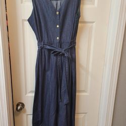 Women's XL Jean Wide Leg Jumpsuit 