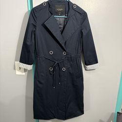 La Chapelle Women’s Navy Blue Double-Breasted Trench Coat Size 155/80A (XS US)