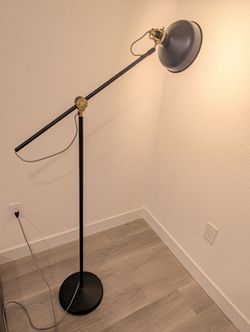 Mid-Century Modern Boom Arm Floor Lamp - Matte Black & Brass