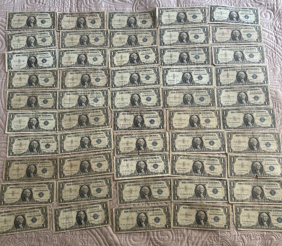 50 Silver Certificate 1 Dollar Bills 