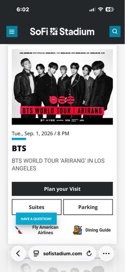 BTS PARKING SOFI STADIUM