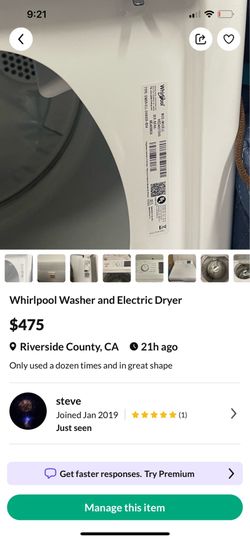 Whirlpool electric dryer paid 625 will sacrifice 225