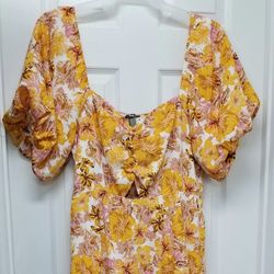 Btfbm Yellow Floral Dress XL