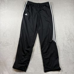 Vintage Adidas Track Pants Mens Medium Black Baggy Wide Rap Street Y2K #1232