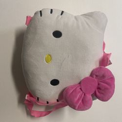 Hello Kitty Head Shaped Pink Bow Plush Backpack 10"x13" Inches