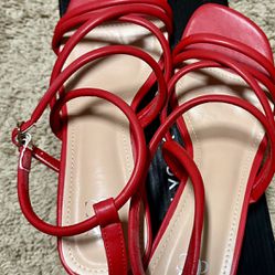 Red women’s sandals size 10