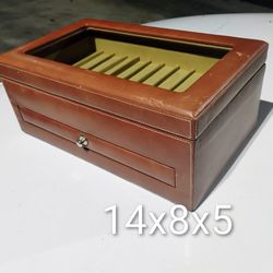 Glass Top Two Tier Leather Watch Display Case 