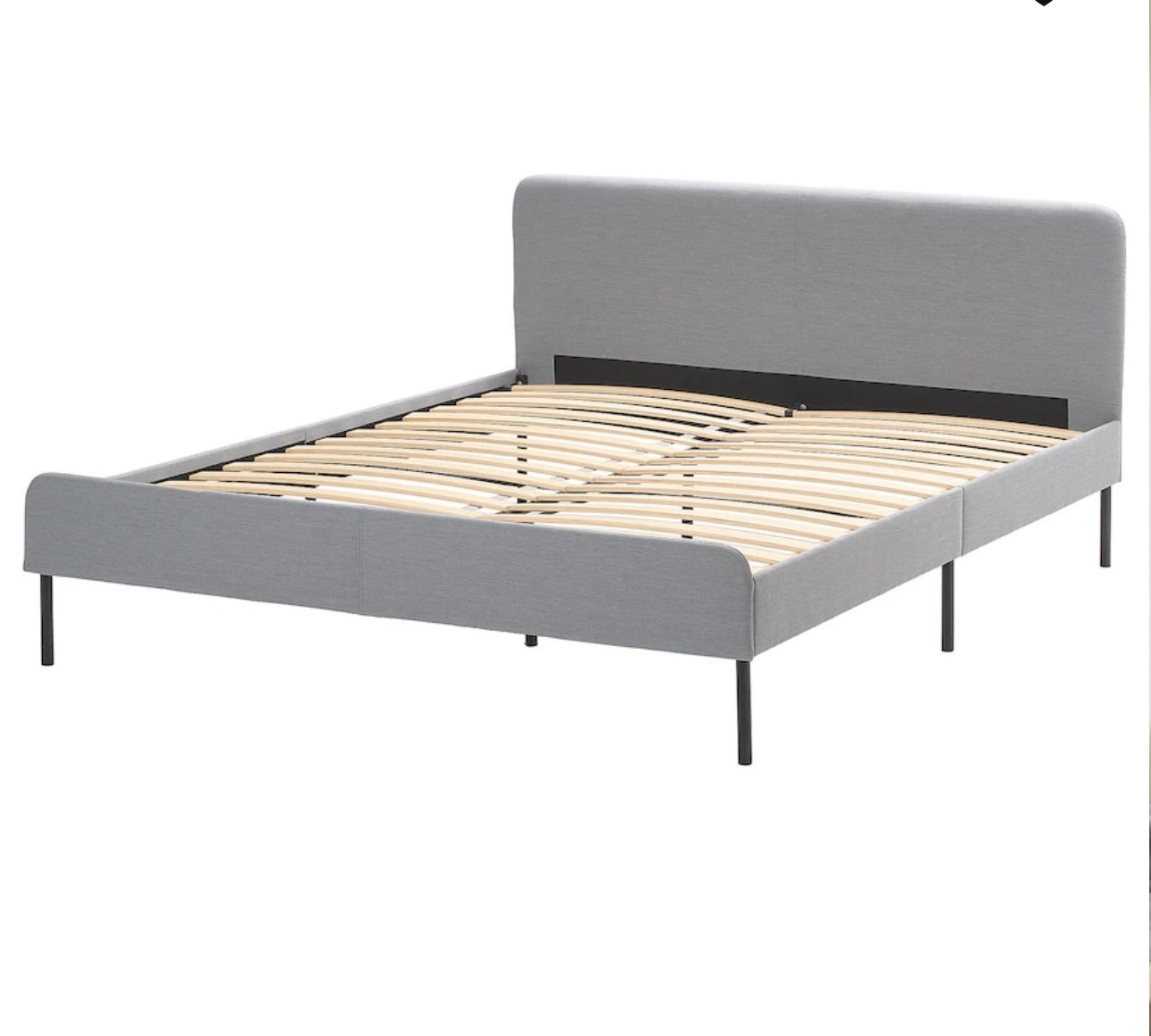 IKEA Upholstered bed frame, Knisa light gray (good As New) , Queen For 80