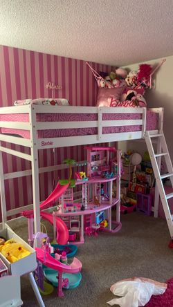 🎀 Twin-Size Barbie Loft Bed+ MATRESS +BARBIE SHEETS– Only $150🎀