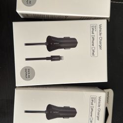 3 Car Chargers For iPhone 5V/2.4A 