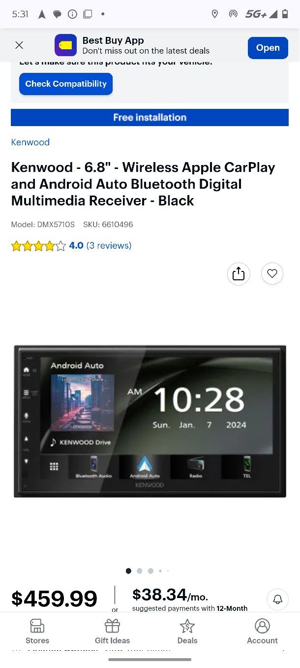 Brand New In Box Kenwood Car play Android Auto