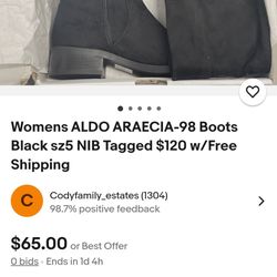 Women's ALDO ARAECIA 98 KNEE HIGH BOOTS BLACK 🐈‍⬛ 🖤 Sz.5 NIB MSRP 120$ 