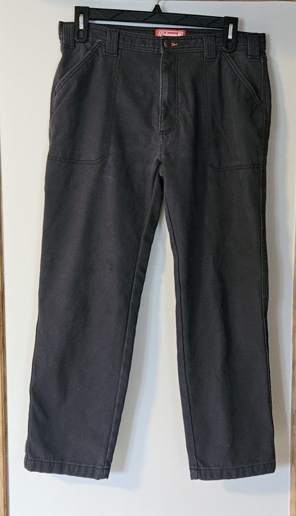 Coleman Utility Pants 34 X 32 Men's Fleece Lined Insulated Work Grayish Black