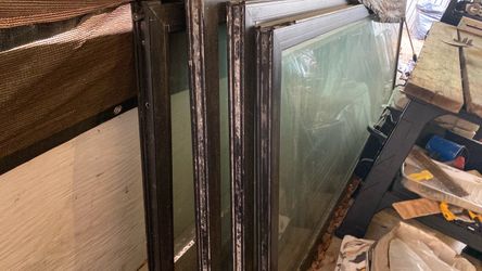 Large Glass Window Panels with Metal Frames
