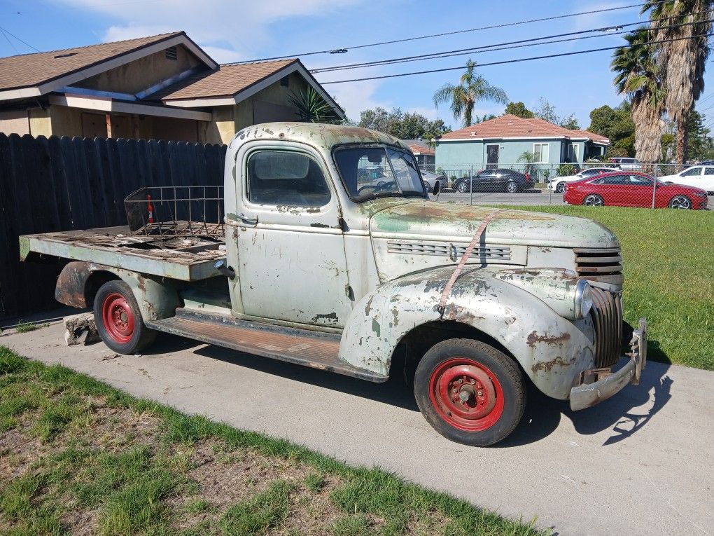 Selling A 1946 Chevy Pickup Flatbed I Have A235 Engine Not Installed In Truck Have A Aluminum Radiator Not Orignal 4 Speed Transmission 2 Bellhouse