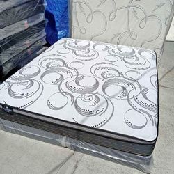 King size high quality 10" mattress with free box spring 340$.