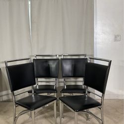 Black & Chrome Dining Accent Chairs (4)