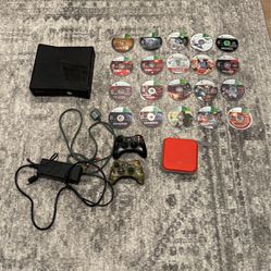 Xbox 360 Bundle - 20 Games, 2 Controllers ⚠️ NYKO BATTERY PACKS ⚠️, Disc Holder Case, Power Cord, AV2 Cable ⚠️NO HDMI CABLE ⚠️, LOOK AT DESCRIPTION 