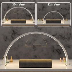 Half Moon Nail & Lash Light - 22In Wide Desk Lamp, 3 Color Temperatures 3000k-6500k, White