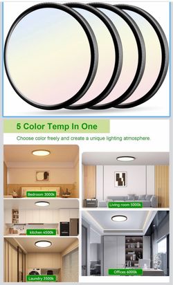 4-Pack LED Flush Mount Ceiling Light, 3200lm, 12 Inch, 5CCT