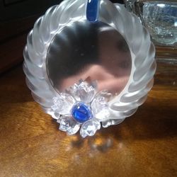 AUTHENTIC SWAROVSKI Lead Crystal Blue Flower Picture Frame