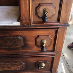 Antique Victorian Marble Top Dressing Table with Mirror