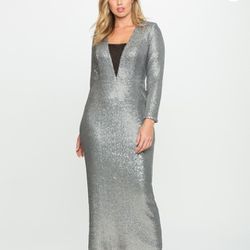 Sequin Fitted Gown/Eloquii/14 P/zip Up Back/ With Tags On