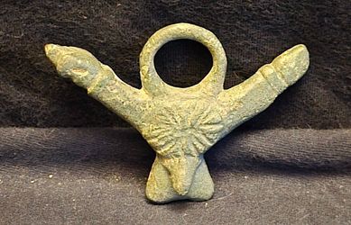 Ancient Roman Bronze Double Phallus Fascinus Amulet c. 200 AD COA