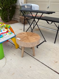 Round Wood Side Table with Three Legs