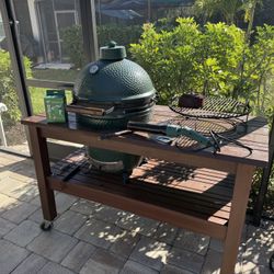 Big Green Egg With Brand New Firebox, And All Accessories!